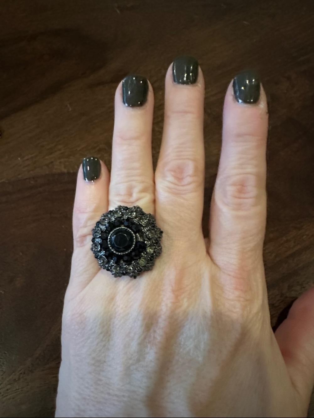 Vintage BR-Black Statement Cocktail Ring